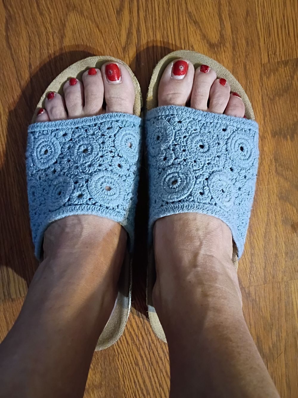 Rouge! Light Blue Crochet Slide Mules